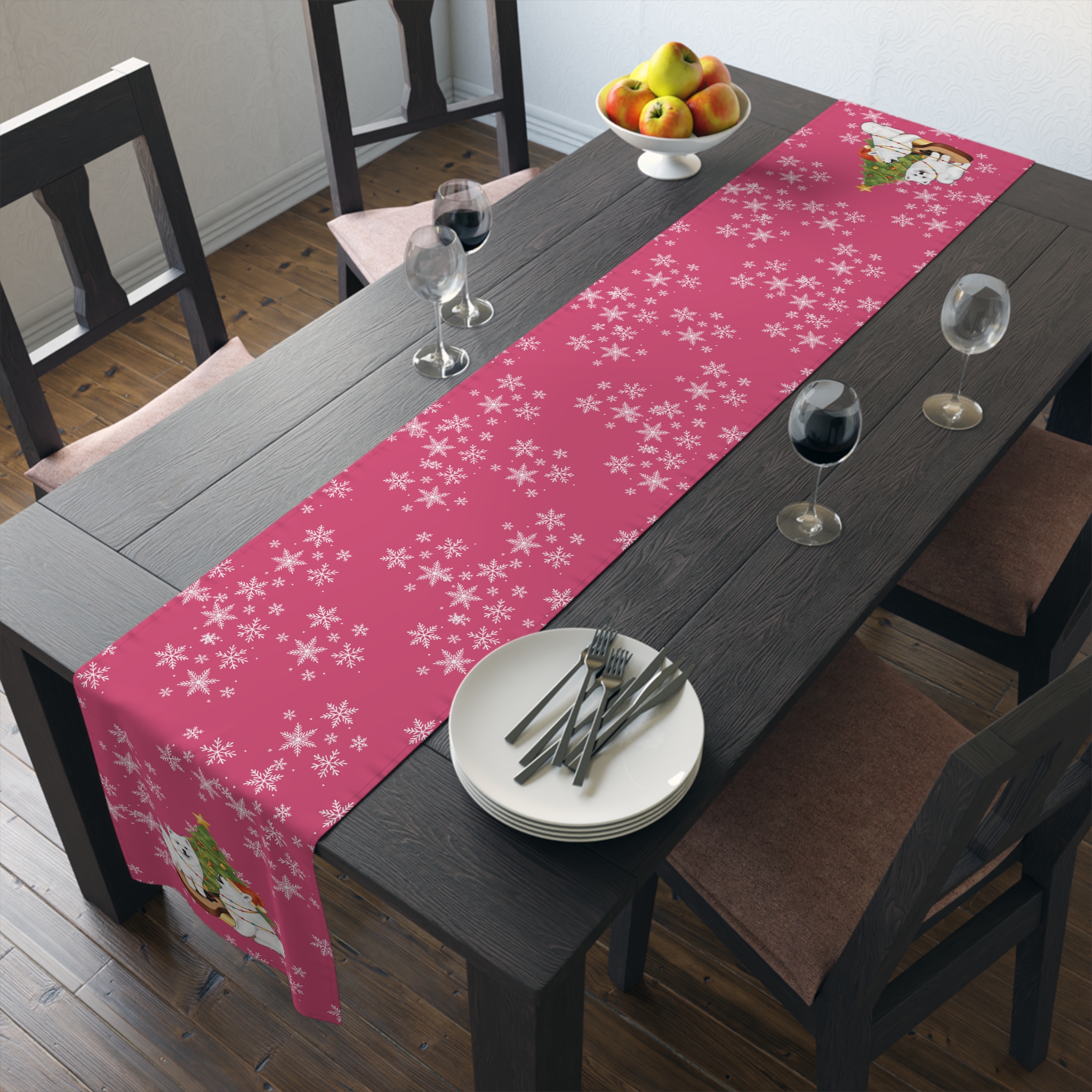 Christmas Table Runner - Pink - Image 6