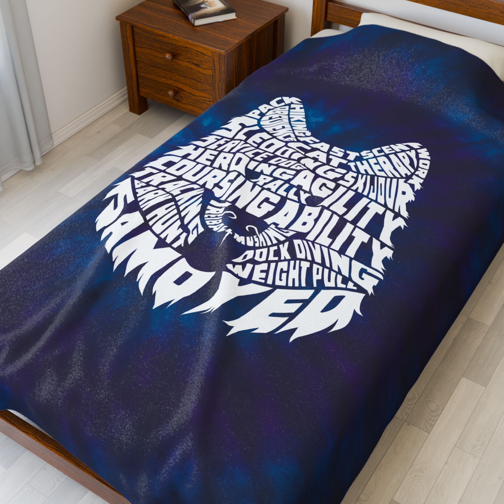 Samoyed Versatility Velveteen Plush Blanket- Blue *Free Personalization* - Image 4