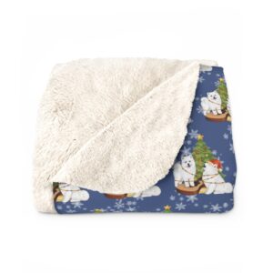 Christmas Sherpa Blanket- Winter Blue