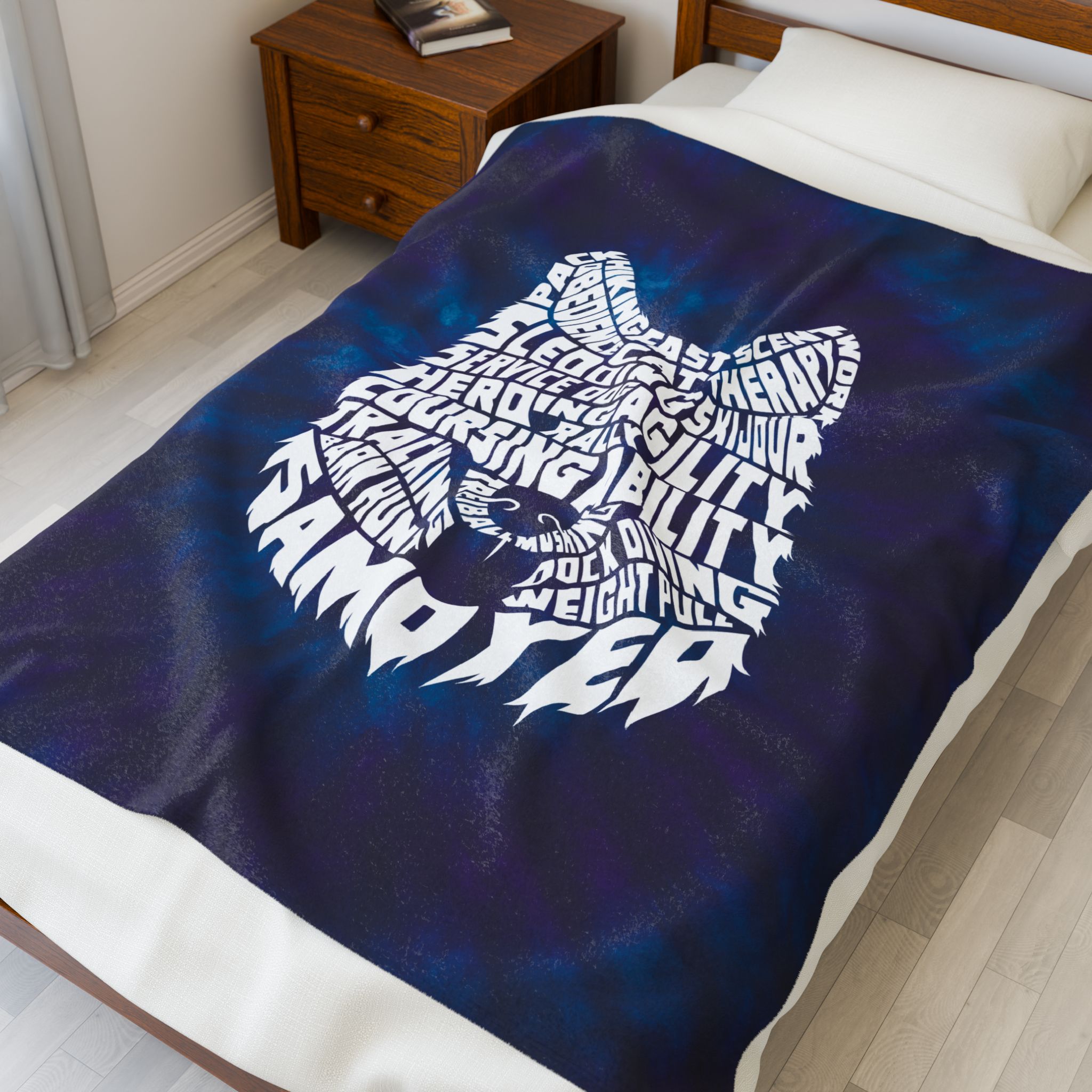 Samoyed Versatility Velveteen Plush Blanket- Blue *Free Personalization* - Image 2