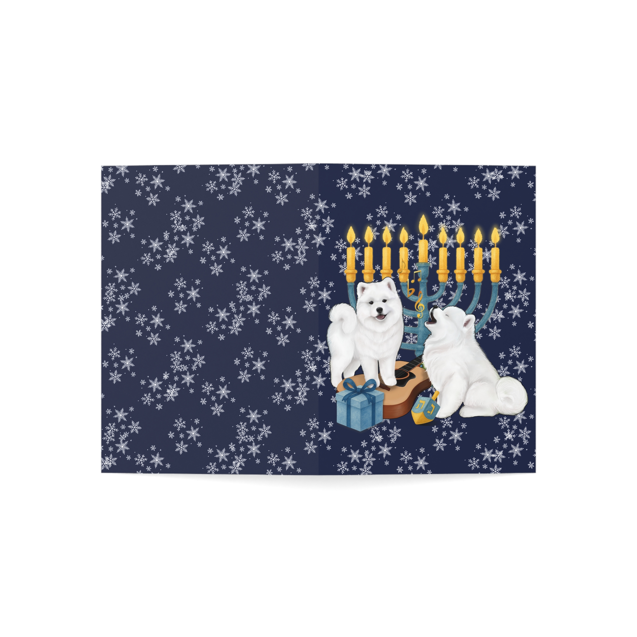 Hanukkah Snowflake Greeting Cards - Blue- (Pack of 1, 10, 30, 50) - Image 3