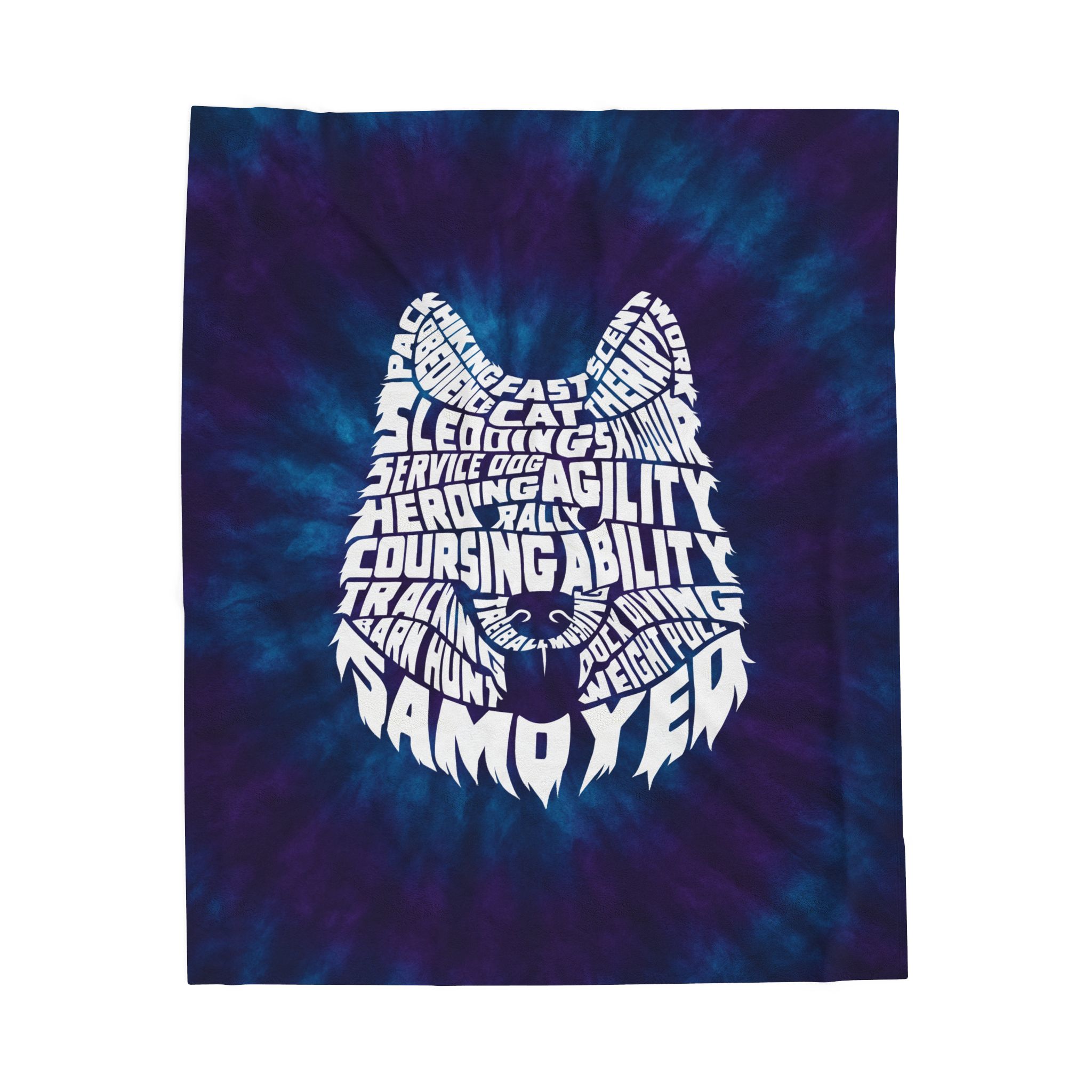 Samoyed Versatility Velveteen Plush Blanket- Blue *Free Personalization*