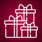 Holiday shop icon on red background