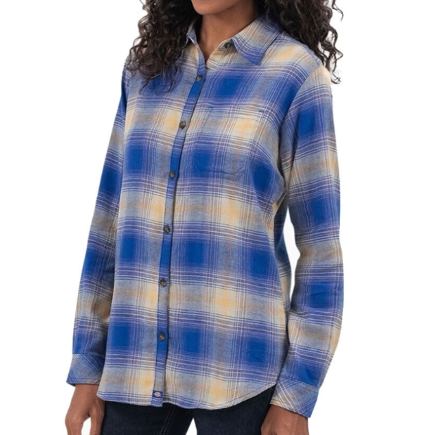Dickies Ladies Blue Flannel Shirt-Embroidered