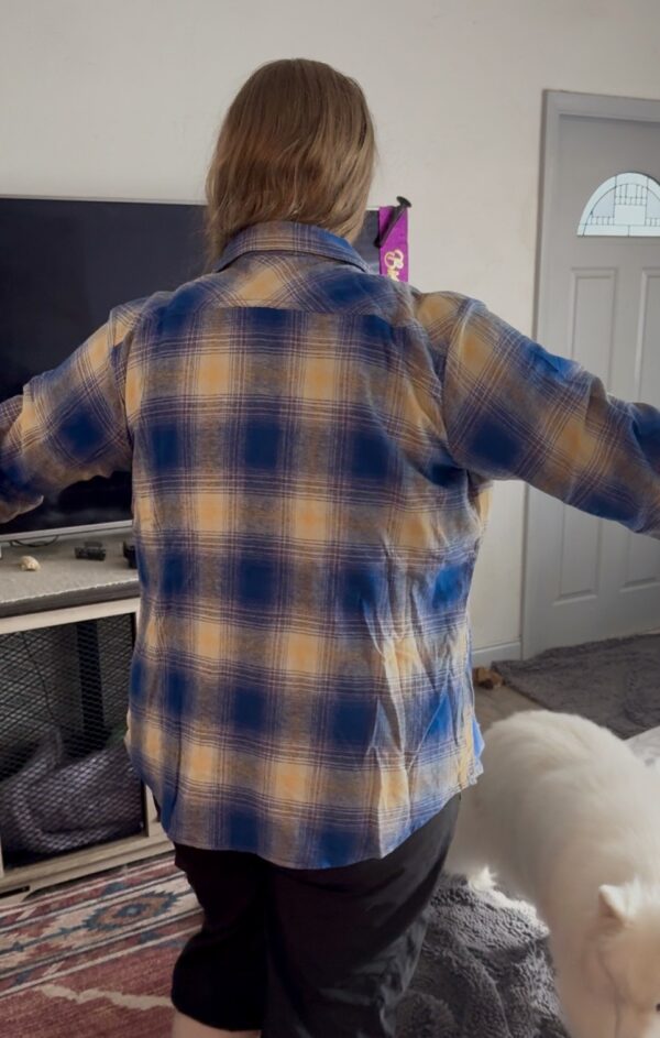 Dickies Ladies Blue Flannel Shirt-Embroidered - Image 5